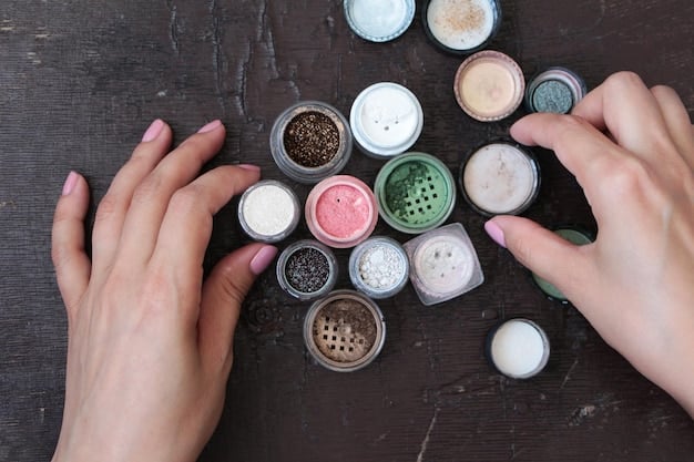 A selection of different foundation bottles and shades, with a hand swatching a small amount of each onto the inner wrist, demonstrating the color matching process. The background is a clean, professional makeup setting.