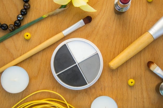 A close-up shot of various makeup products for men, including concealer, foundation, and tinted moisturizer, arranged neatly on a modern vanity. The lighting is soft and natural, highlighting the texture of the products.