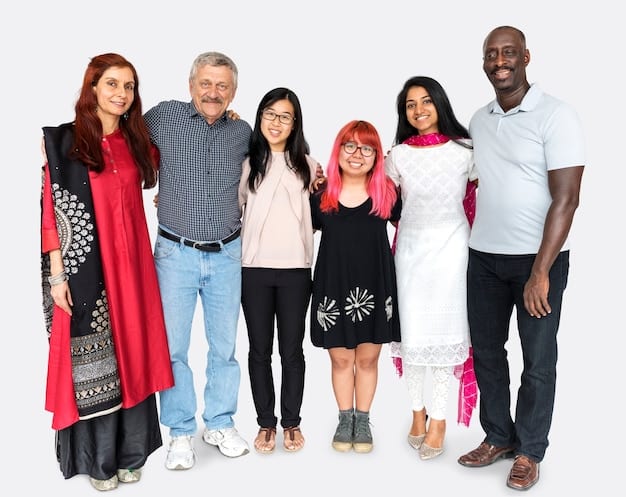 A diverse group of people of various ages and ethnicities are seen posing together, stylishly dressed in a range of gender-neutral clothing, highlighting the inclusive nature of modern non-binary fashion.
