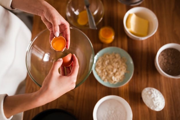 A person mixing ingredients for homemade lip balm in a small bowl. Visible ingredients include beeswax, honey, and coconut oil.
