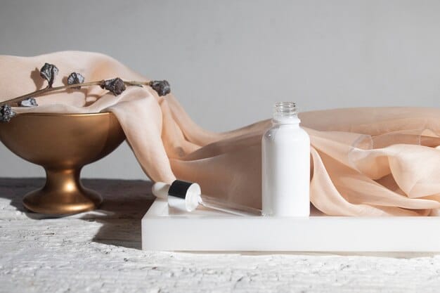 A minimalist, high-end setting spray bottle standing upright on a marble counter, implying quality and effectiveness.