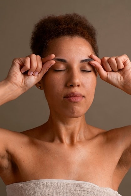 A close-up of a person's skin, showing a faint wrinkle near the eye, with a glowing, smooth patch where a product has been applied, symbolizing reduced wrinkles.