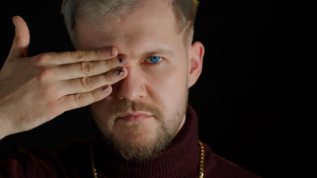 A close-up of a man's tired eyes, illustrating common issues like dark circles and fine lines, to visually represent the problems eye creams aim to address.