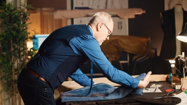 A man carefully cleaning a leather jacket with a soft cloth and leather conditioner at home. The scene suggests a routine maintenance activity.