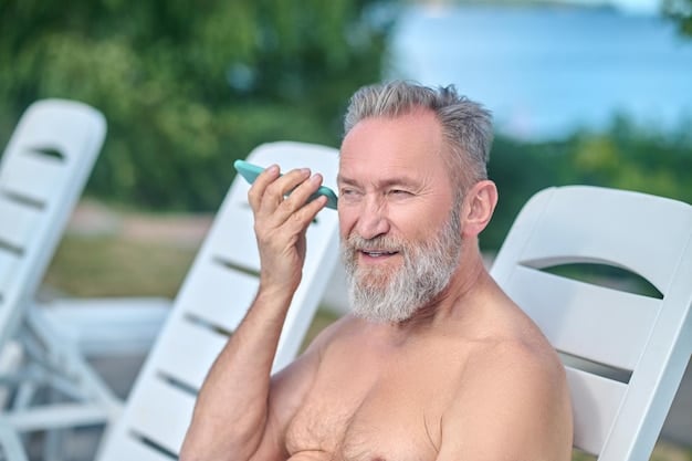A man in his early 40s applying sunscreen to his face. He is wearing a casual outfit, possibly indicating he is about to engage in an outdoor activity. The focus is on his hands and face, highlighting the proper application of sunscreen. The image is brightly lit to emphasize the importance of sun protection in 'Prevent Premature Aging: The Top Anti-Wrinkle Strategies for Men in 2025'.