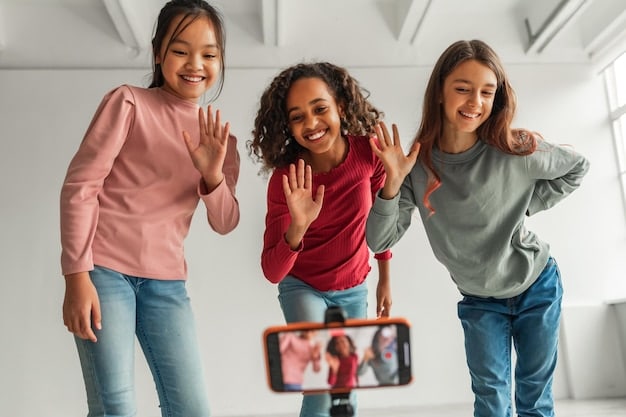Three young adults happily filming themselves participating in a TikTok dance challenge in a brightly lit living room. They are laughing and clearly enjoying the activity. The background is slightly blurred to keep the focus on the individuals. Is the challenge fun and engaging for all participants?