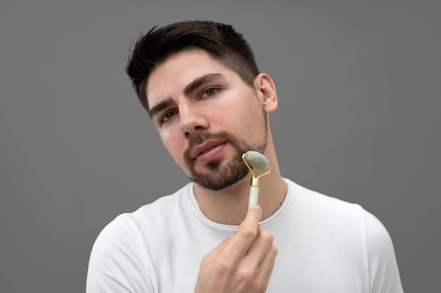 A man is applying foundation to his face using a makeup sponge. The focus is on the blending process, demonstrating how the foundation evens out the skin tone. The product's texture and consistency are visible. Emphasizing the application technique relevant to 'Is the New Line of Men's Foundation Worth the $30 Price Tag? A Comprehensive Review'.